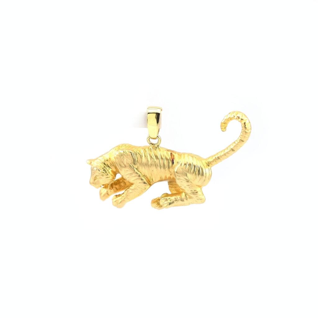 Raubkatze Anhänger in 585er Gelbgold