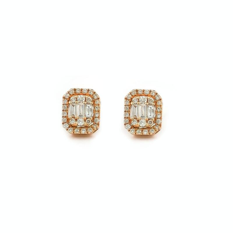 Baguette Diamant Ohrringe 0,22 Karat Rosegold 1 Baguette Diamant Ohrringe 0,22 Karat Rosegold
