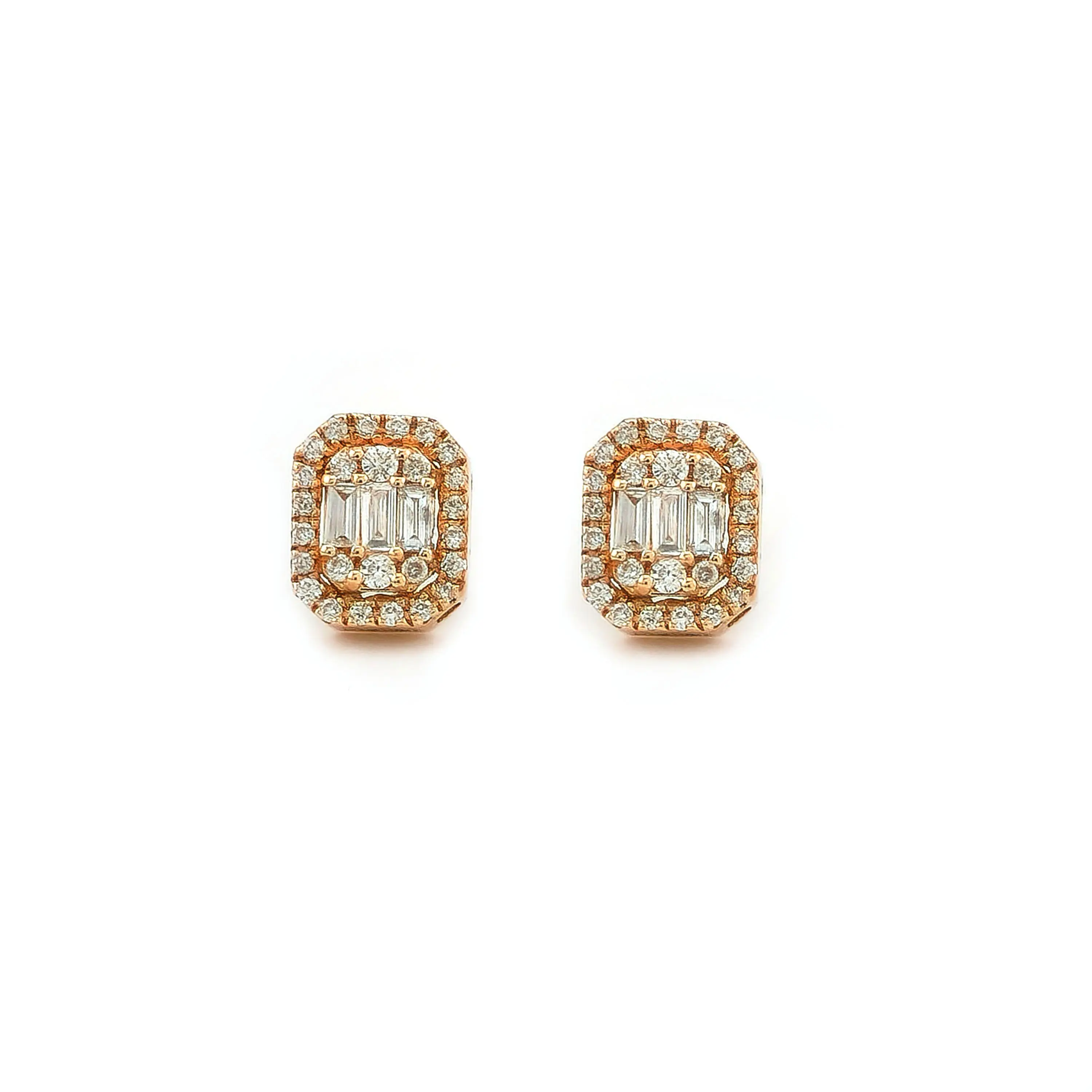Baguette Diamant Ohrringe 0,22 Karat Rosegold 5 Baguette Diamant Ohrringe 0,22 Karat Rosegold