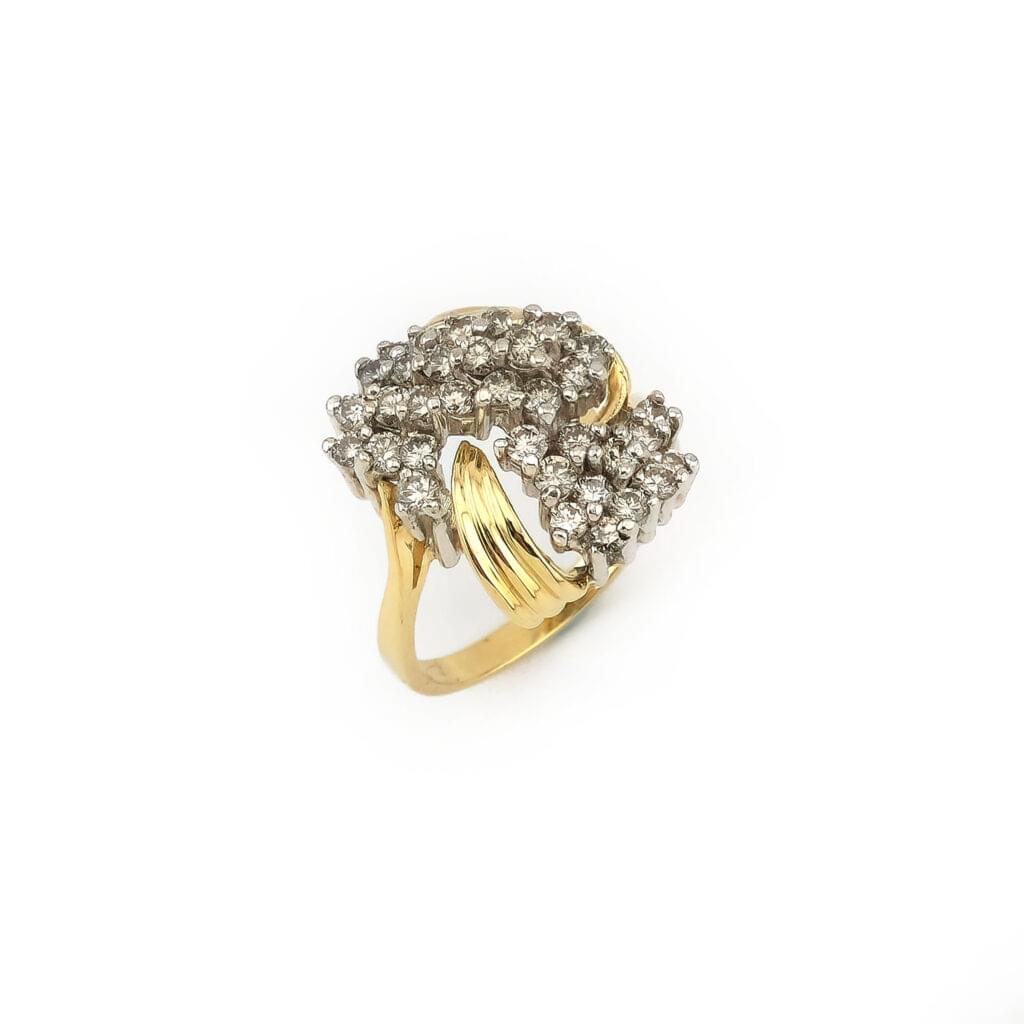 Cluster Cocktail Diamantring 2 Karat Bicolor 585er