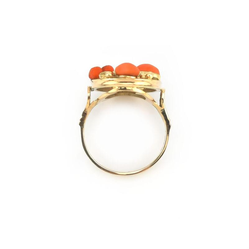 Extravaganter Designer Ring mit Koralle 585er 5 Extravaganter Designer Ring mit Koralle 585er