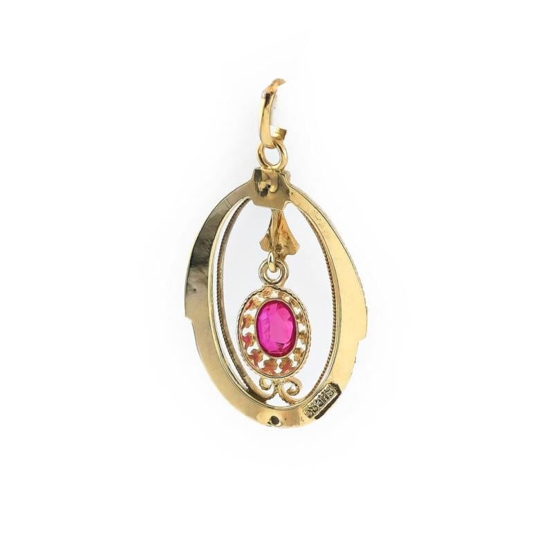 Antiker Jugendstil Anhänger mit Rubin 585er 3 Antiker Jugendstil Anhänger mit Rubin 585er