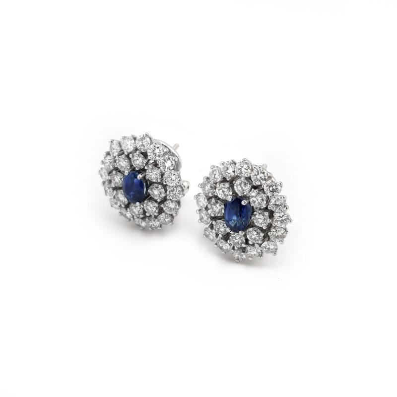 Saphire Ohrringe 750er mit ca. 3,8 Karat Diamanten 2 Saphire Ohrringe 750er mit ca. 3,8 Karat Diamanten