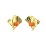 Designer Korallenohrringe 585er Gelbgold