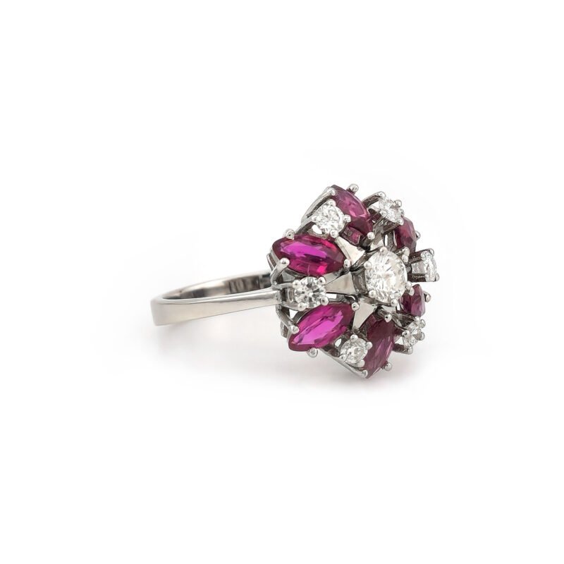 Eleganter Rubin Ring mit Diamanten 585er Weissgold 3 Eleganter Rubin Ring mit Diamanten 585er Weissgold
