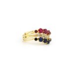 Art Deco Tricolor Ring mit Saphire, Rubin, Diamant
