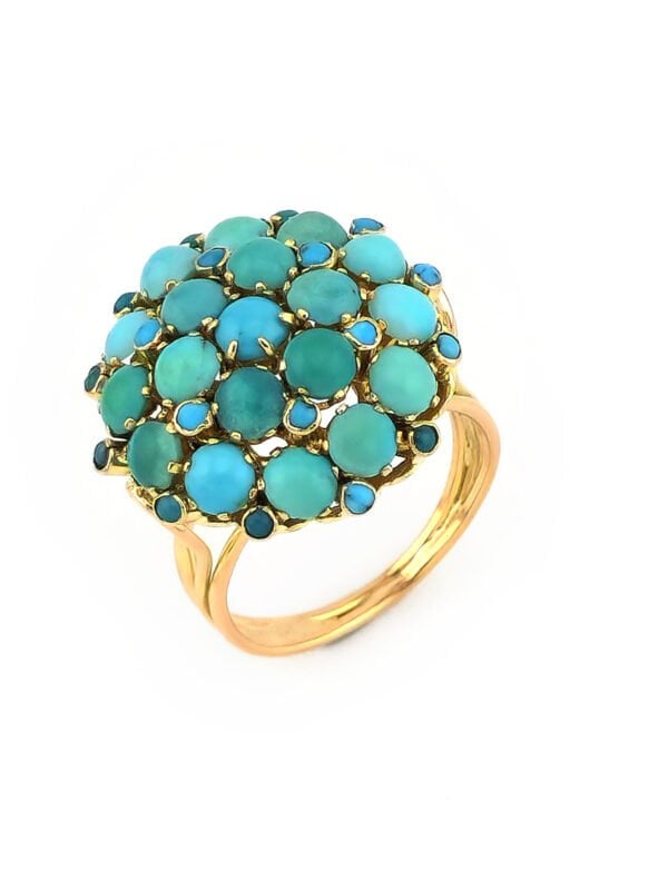 Türkis Cocktailring aus 585er Gelbgold