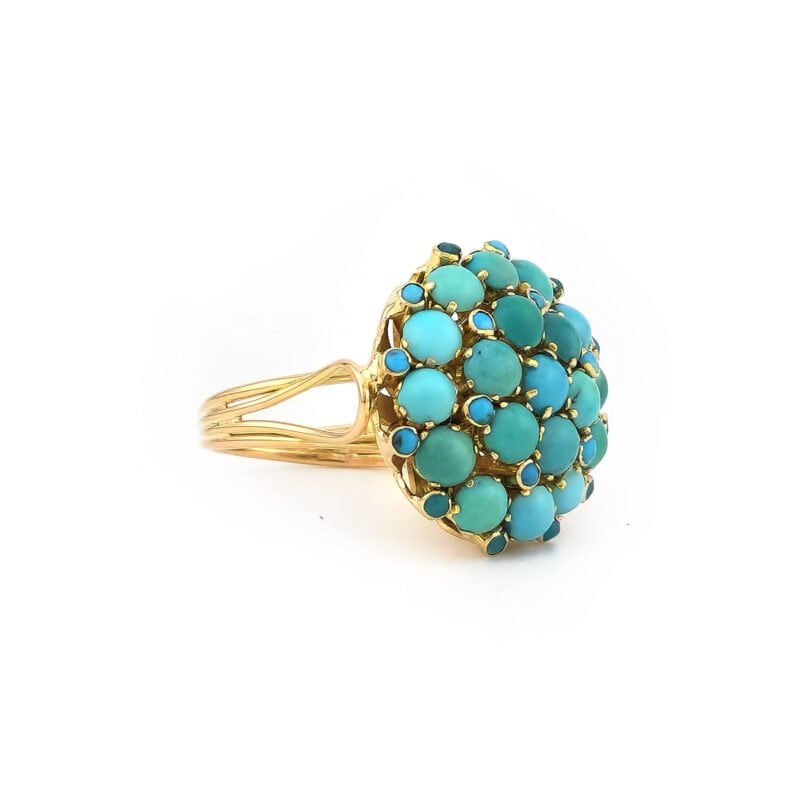 Türkis Cocktailring aus 585er Gelbgold