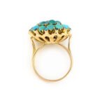 Türkis Cocktailring aus 585er Gelbgold