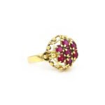 Cluster Rubinring aus 585er Gelbgold