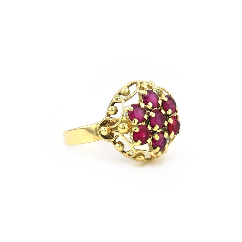 Cluster Rubinring aus 585er Gelbgold 3 Cluster Rubinring aus 585er Gelbgold