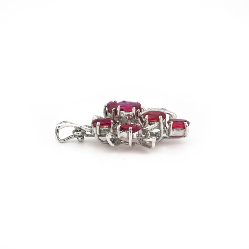 Rubin Anhänger mit Diamanten 750er Weissgold