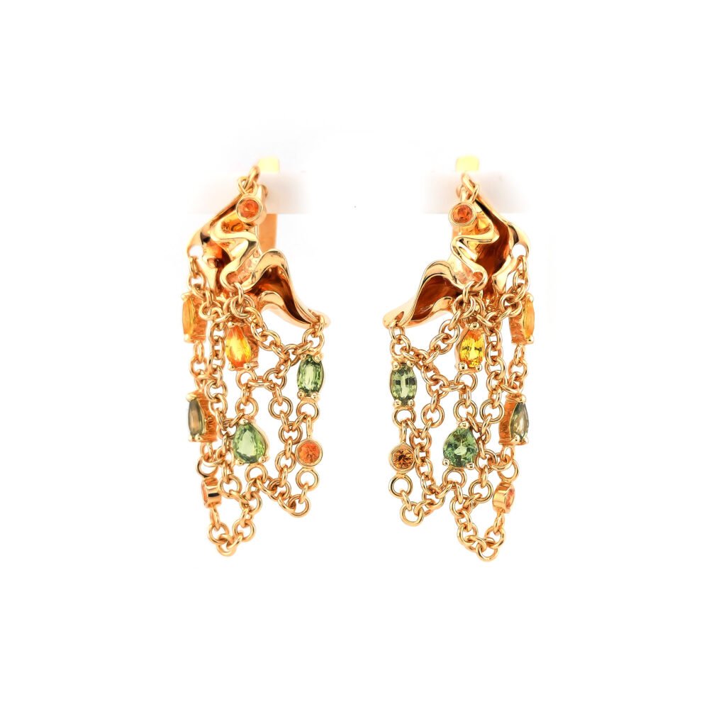 Edelstein Ohrringe baumelnd aus 585er Rosegold