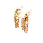 Edelstein Ohrringe baumelnd aus 585er Rosegold