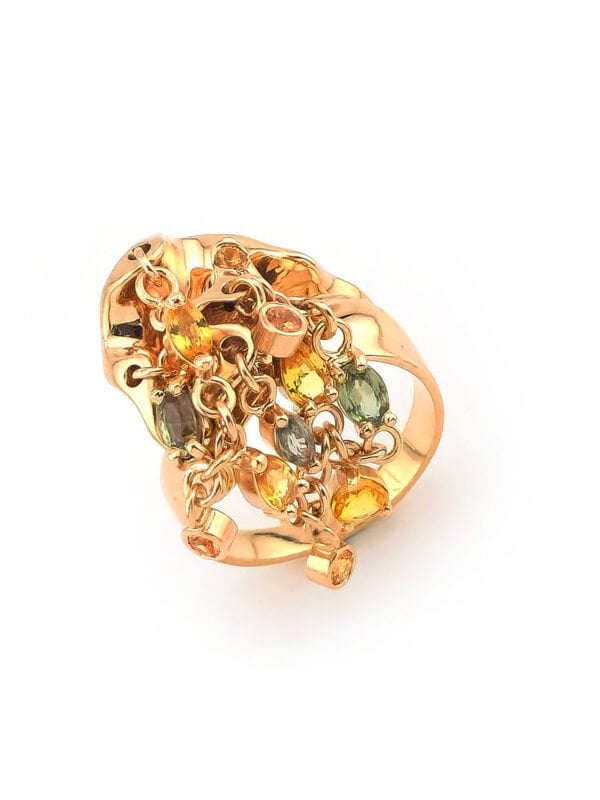 Edelstein Damenring baumelnd aus 585er Rosegold