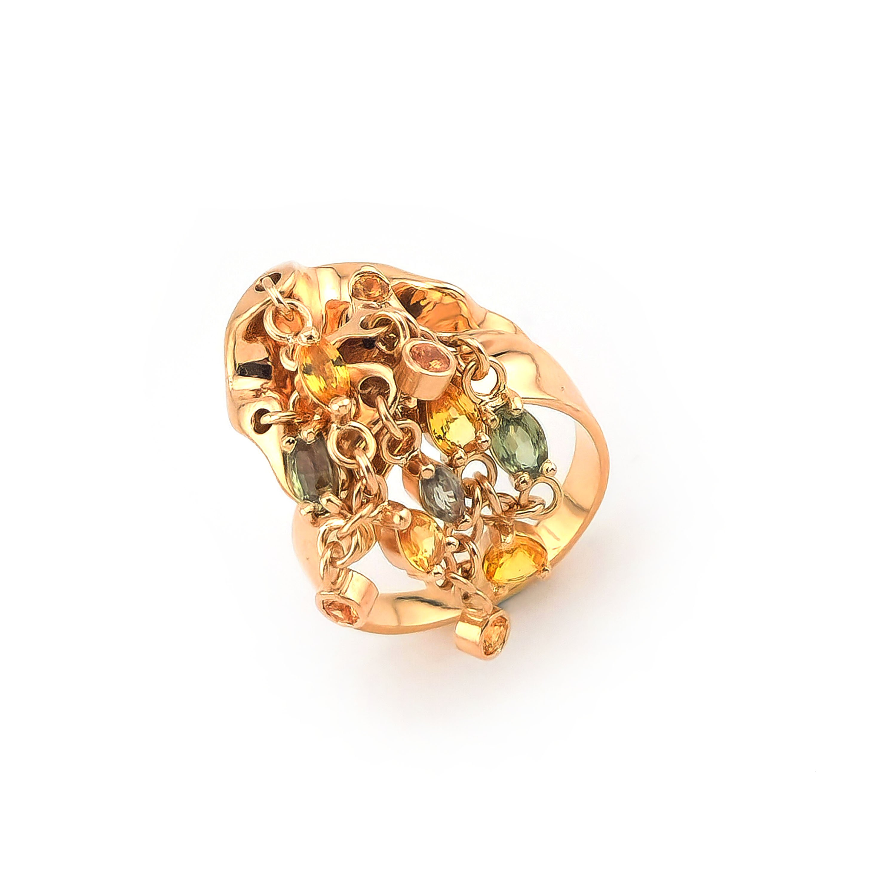 Edelstein Damenring baumelnd aus 585er Rosegold 6 Edelstein Damenring baumelnd aus 585er Rosegold