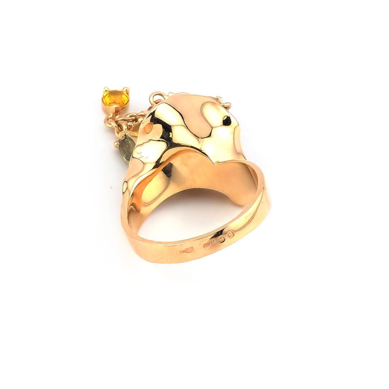 Edelstein Damenring baumelnd aus 585er Rosegold 3 Edelstein Damenring baumelnd aus 585er Rosegold