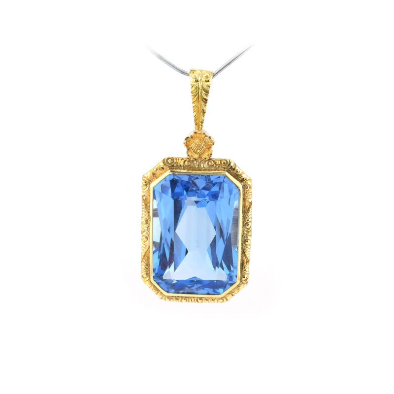 Prunkvoller Blautopas Anhänger 585er Gelbgold 1 Prunkvoller Blautopas Anhänger 585er Gelbgold