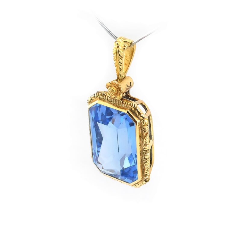 Prunkvoller Blautopas Anhänger 585er Gelbgold 2 Prunkvoller Blautopas Anhänger 585er Gelbgold