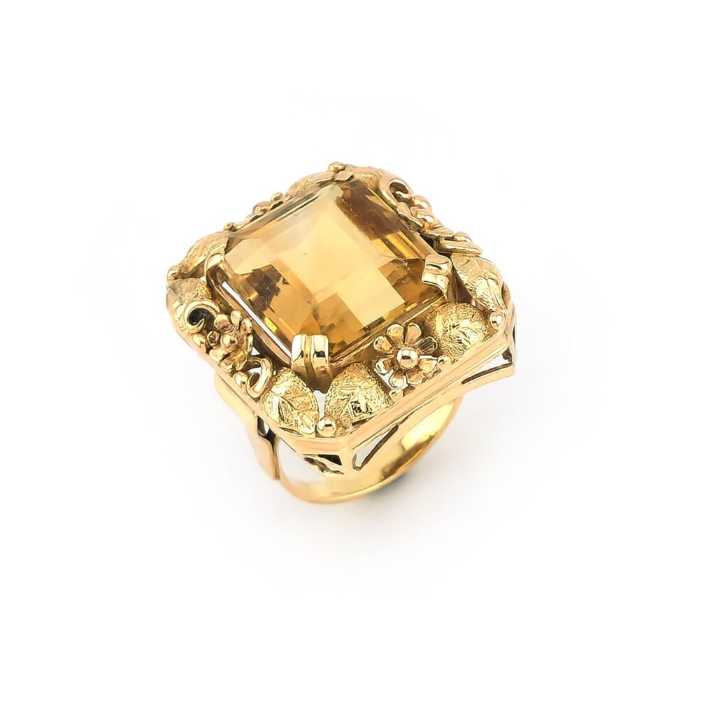 Prunkvoller Citrin Ring aus 585er Gelbgold