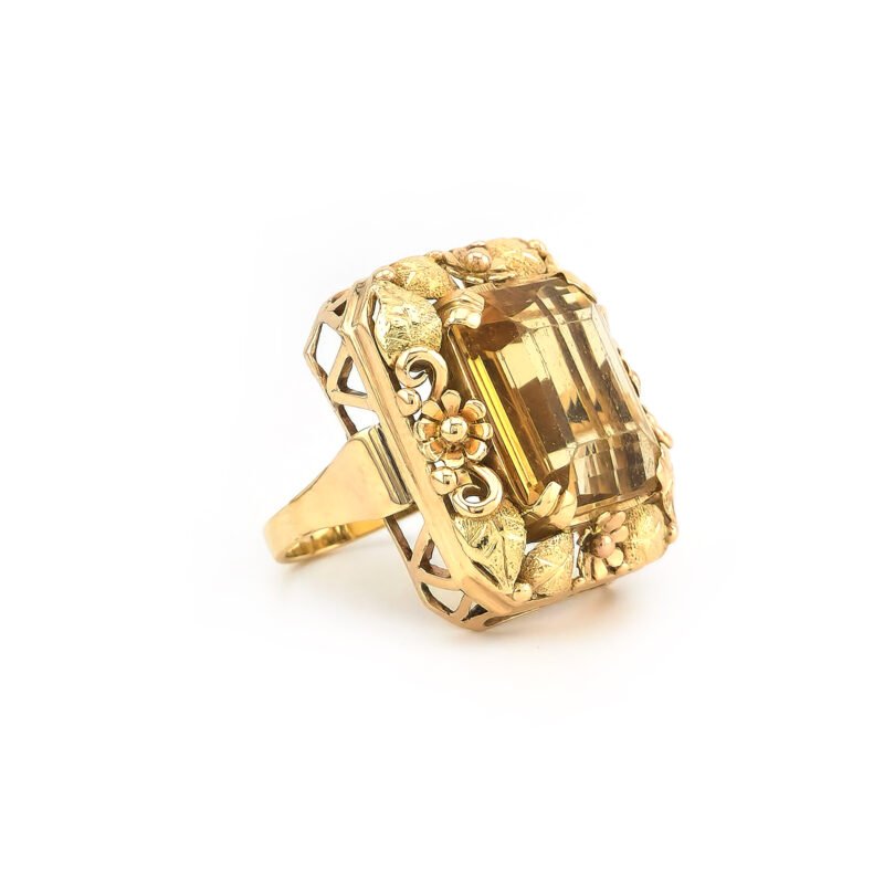 Prunkvoller Citrin Ring aus 585er Gelbgold