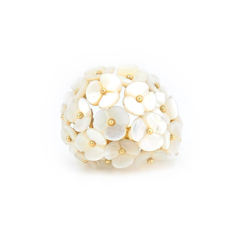 Perlmutt Blüten Ring aus 585er Gelbgold 2 Perlmutt Blüten Ring aus 585er Gelbgold