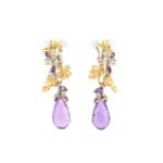 Edelstein Ohrringe baumelnd aus 14K Gelb-/Weissgold