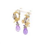 Edelstein Ohrringe baumelnd aus 14K Gelb-/Weissgold