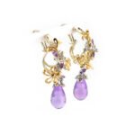 Edelstein Ohrringe baumelnd aus 14K Gelb-/Weissgold