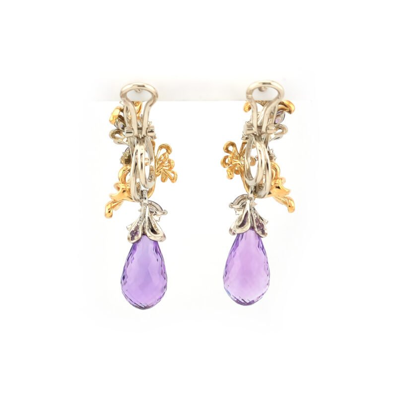 Edelstein Ohrringe baumelnd aus 14K Gelb-/Weissgold 4 Edelstein Ohrringe baumelnd aus 14K Gelb-/Weissgold