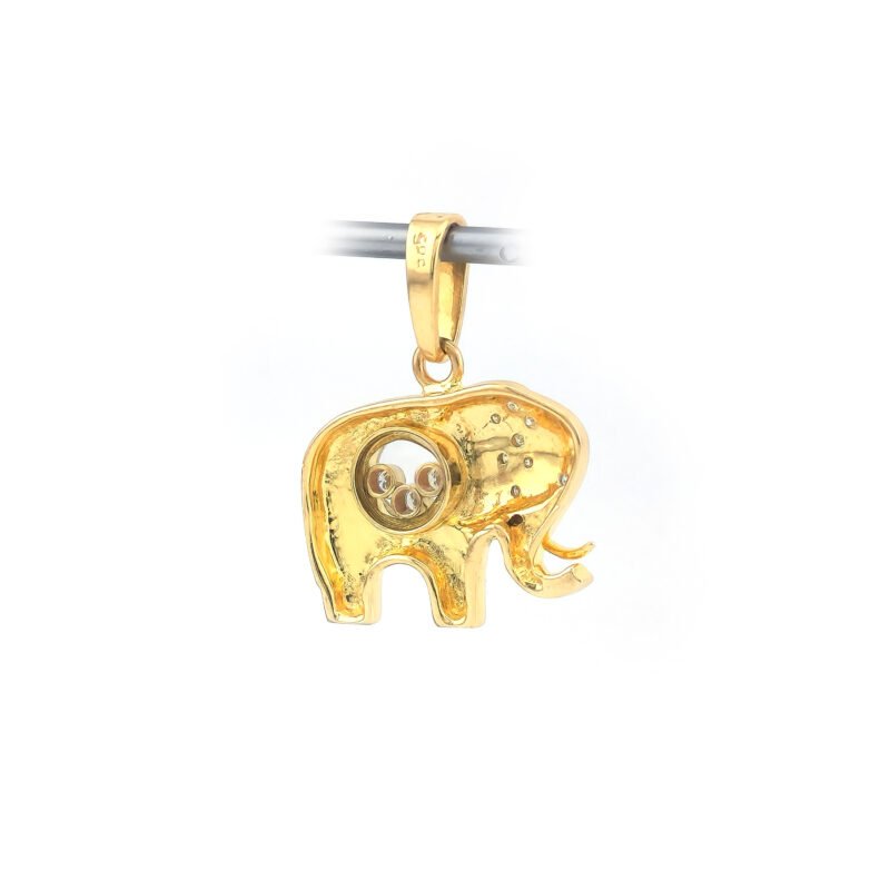 Elefant Anhänger mit tanzenden Diamanten Gelbgold 4 Elefant Anhänger mit tanzenden Diamanten Gelbgold