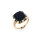 Prunkvoller Vintage Onyx Ring Gelbgold