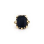 Prunkvoller Vintage Onyx Ring Gelbgold