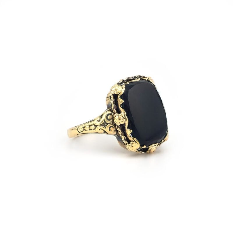 Prunkvoller Vintage Onyx Ring Gelbgold 3 Prunkvoller Vintage Onyx Ring Gelbgold