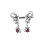 Rubin Ohrringe floral Cluster 750er Weissgold