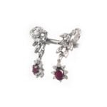 Rubin Ohrringe floral Cluster 750er Weissgold