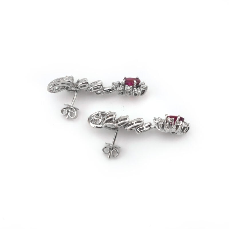 Rubin Ohrringe floral Cluster 750er Weissgold 4 Rubin Ohrringe floral Cluster 750er Weissgold