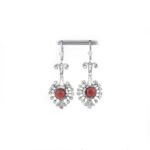 Granat Ohrringe mit Diamant 585er Weissgold Zert.