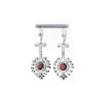 Granat Ohrringe mit Diamant 585er Weissgold Zert.