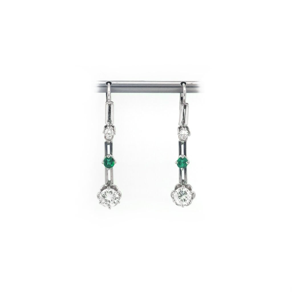Smaragd Ohrringe mit Diamant 585er Weissgold Zert.