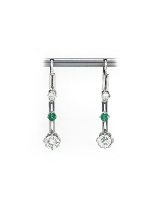 Smaragd Ohrringe mit Diamant 585er Weissgold Zert.