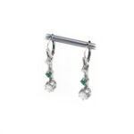 Smaragd Ohrringe mit Diamant 585er Weissgold Zert.