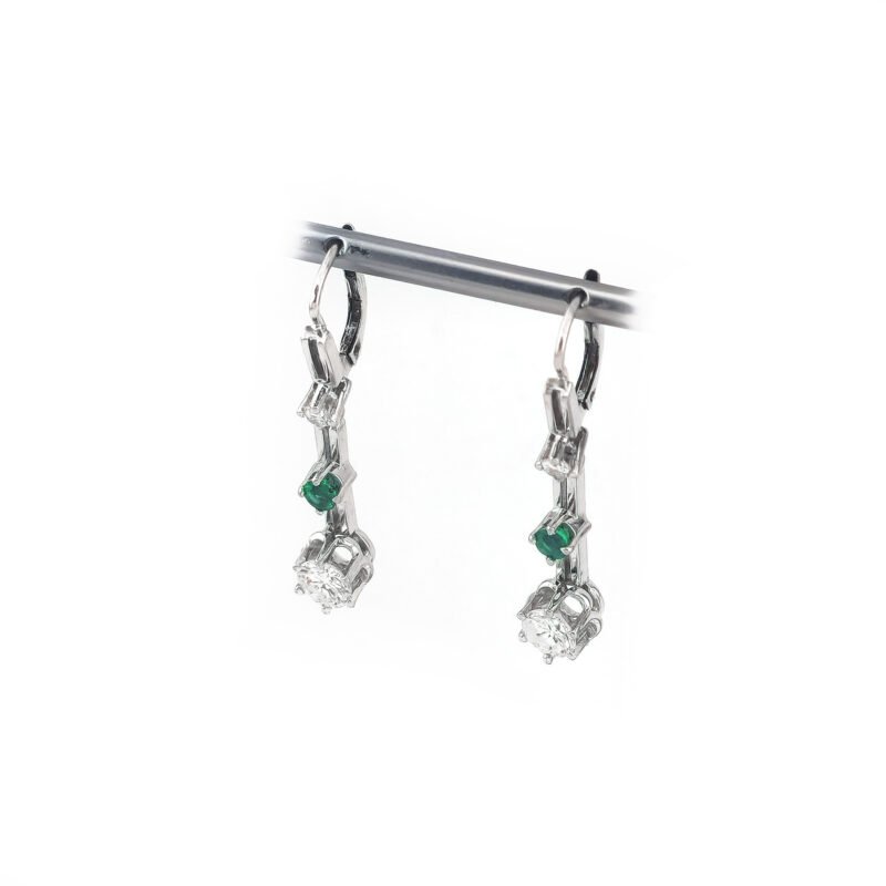Smaragd Ohrringe mit Diamant 585er Weissgold Zert.