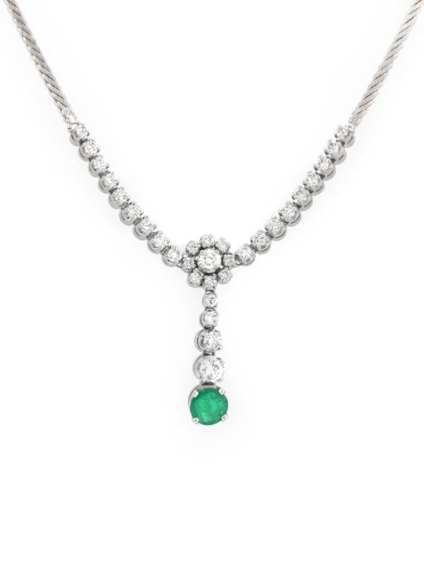 Smaragd Y-Collier mit Diamanten 750er Weissgold