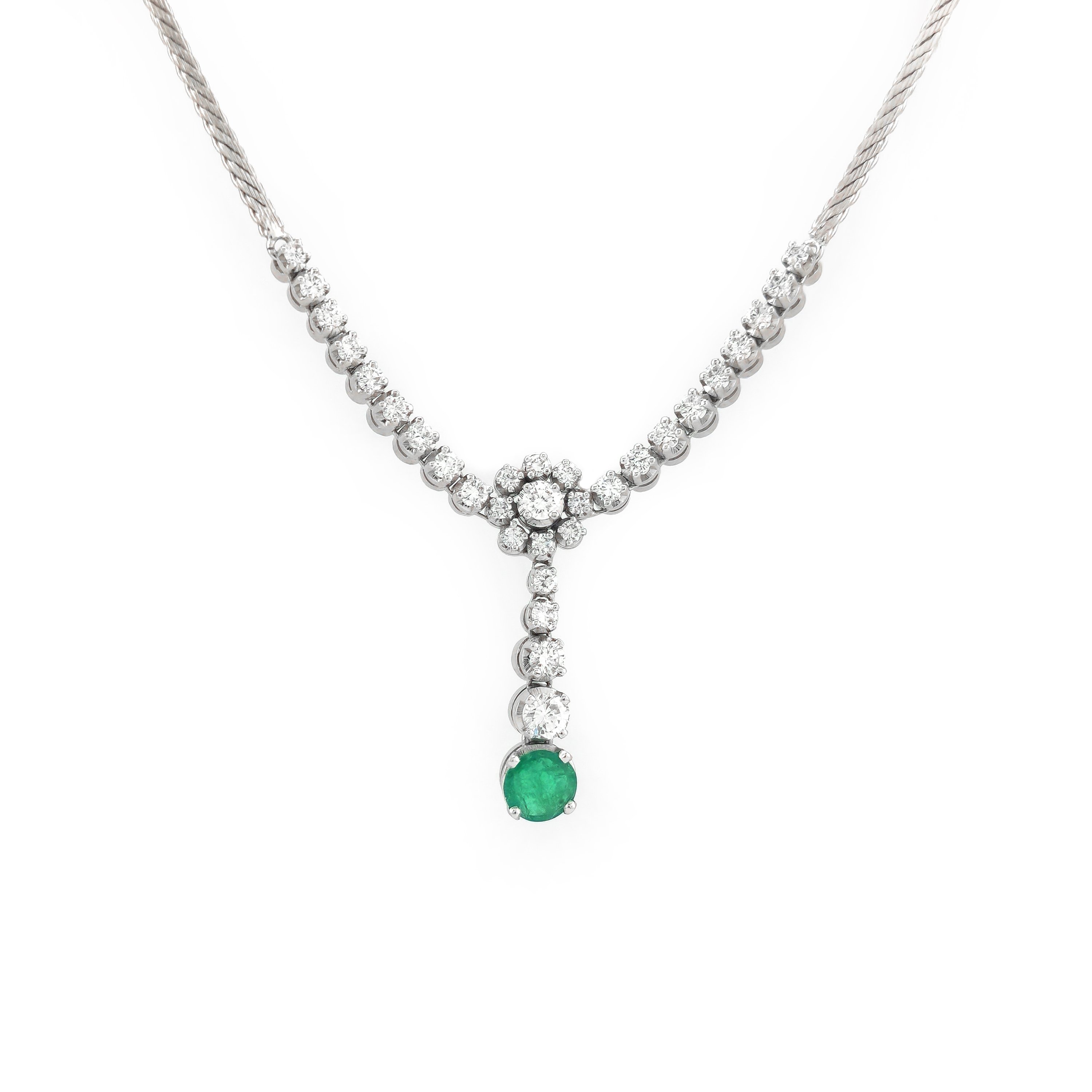 Smaragd Y-Collier mit Diamanten 750er Weissgold 9 20250624_153002