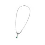 Smaragd Y-Collier mit Diamanten 750er Weissgold