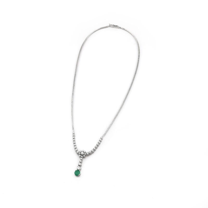 Smaragd Y-Collier mit Diamanten 750er Weissgold 3 Smaragd Y-Collier mit Diamanten 750er Weissgold