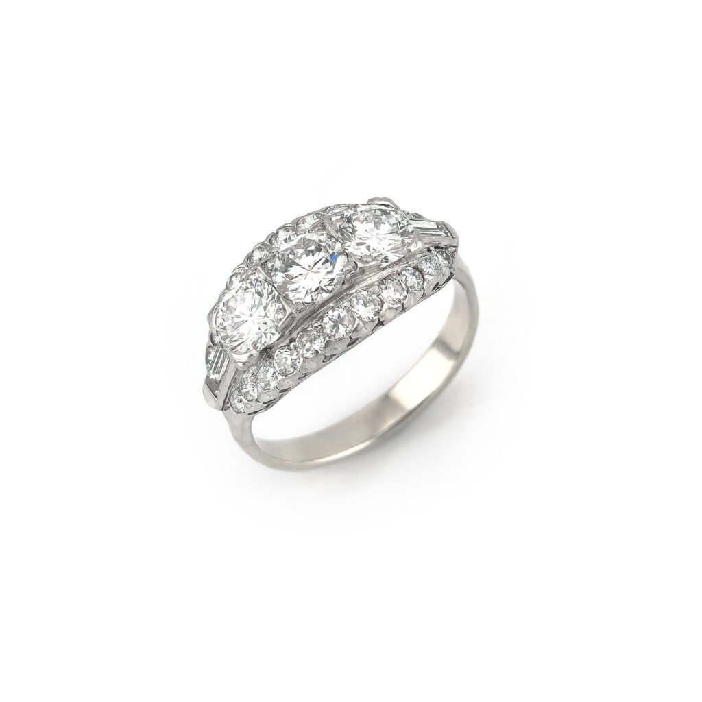 2 Karat Platin Ring mit Weissgold Schiene