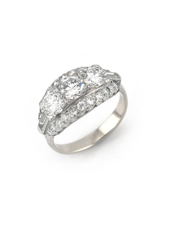 2 Karat Platin Ring mit Weissgold Schiene