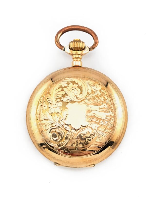 3 Deckel Savonette Taschenuhr 585er Gold ziseliert